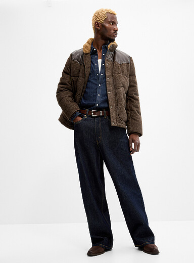 Levi's: Le manteau matelass&eacute; tweed de l'Ouest Brun pour homme