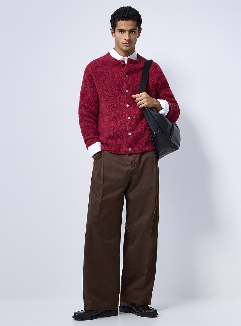 Le 31: Le pantalon ceintur&eacute; &agrave; plis plats <b>Importation de S&eacute;oul</b> Coupe relaxe Bleu marine - Bleu nuit pour homme