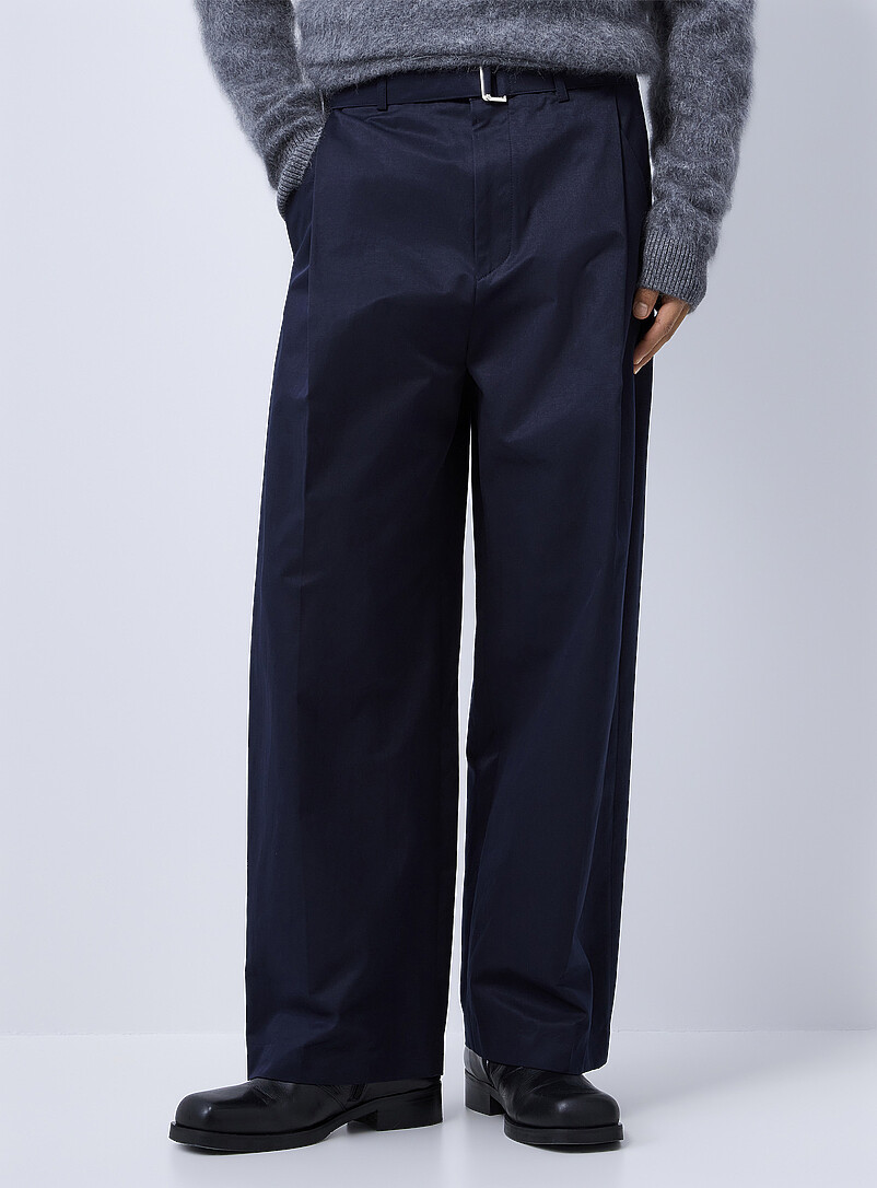 Le 31: Le pantalon ceintur&eacute; &agrave; plis plats <b>Importation de S&eacute;oul</b> Coupe relaxe Bleu marine - Bleu nuit pour homme