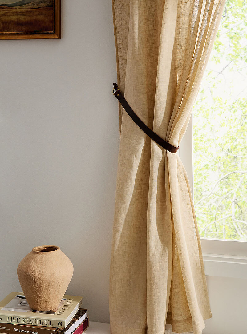 Brown Leather Curtain Holders Set Of 2