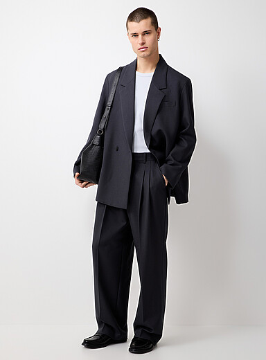 Le 31 Charcoal Heather pleated pant Loose fit <b>Imported from Seoul</b> for men
