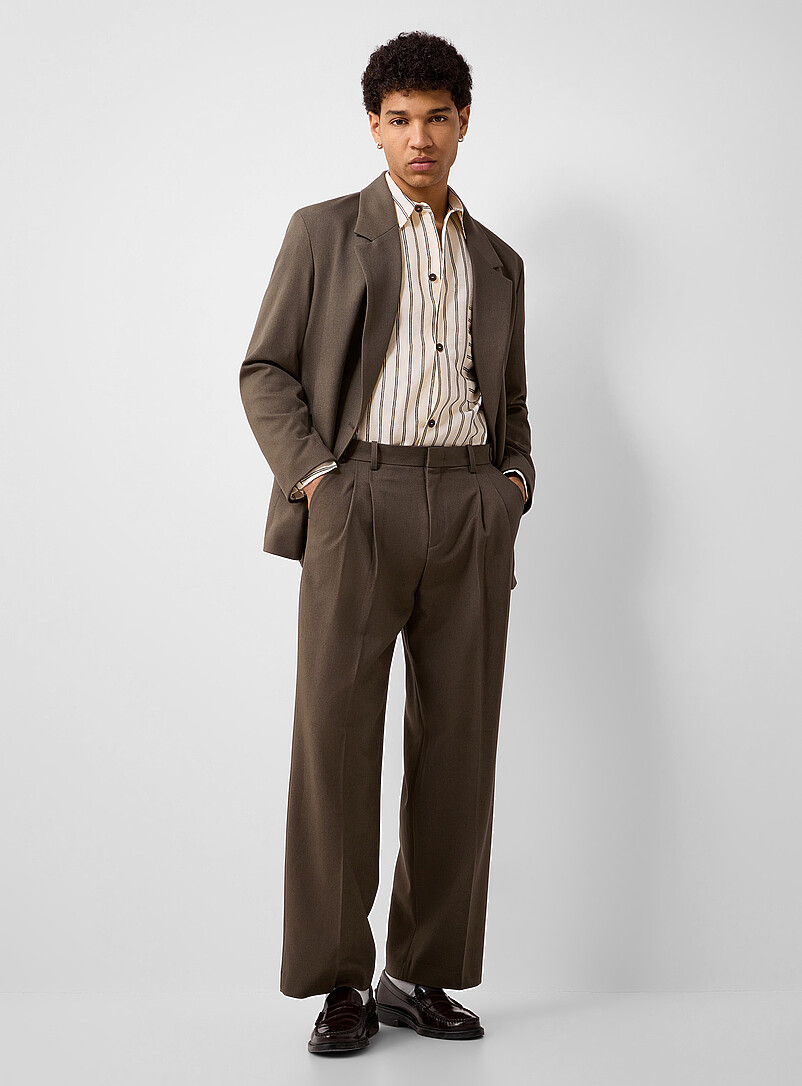Heather Pleated Pant Loose Fit Imported From Seoul