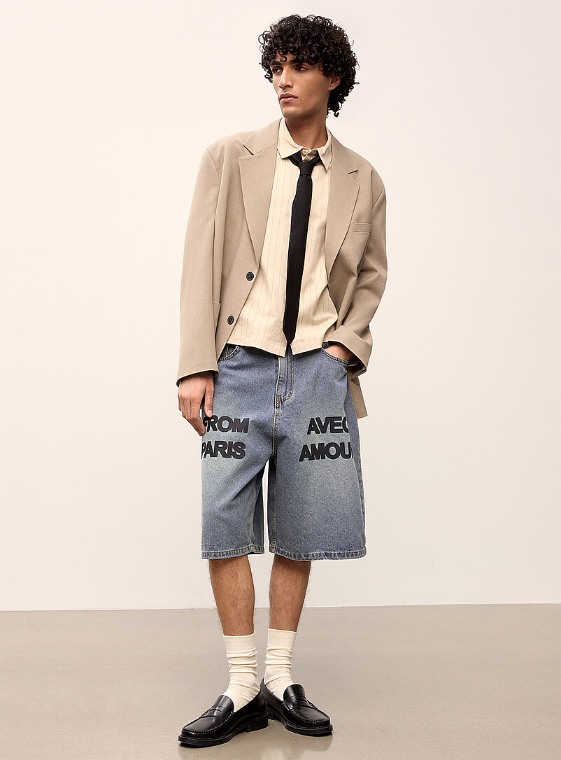 From Paris Denim Bermudas Baggy Fit Imported From Seoul