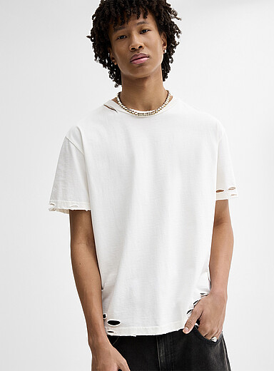 Distressed solid T-shirt <b>Imported from Seoul</b>