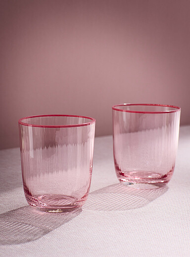 Les petits verres roses bordure accent Ensemble de 2