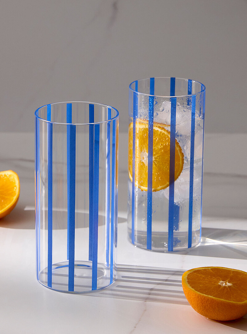 Simons Maison Assorted Parasol-stripe glasses Set of 2