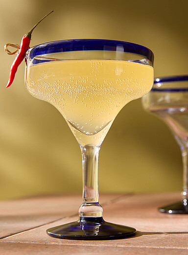 Contrasting trim large cocktail glasses Set of 2