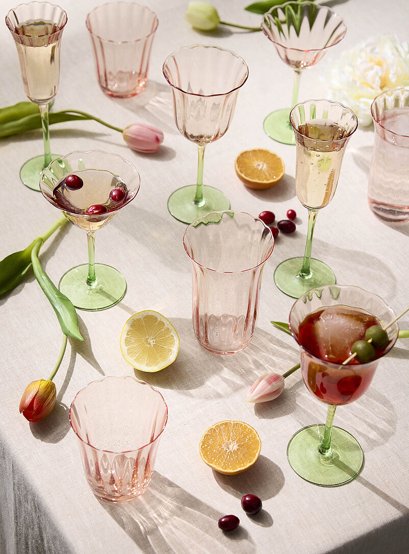 Simons Maison: Les grands verres forme tulipe Ensemble de 2 Rose