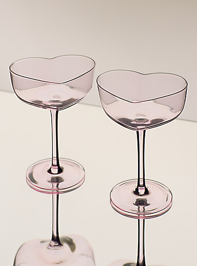 Simons Maison Pink Heart cocktail glasses Set of 2 