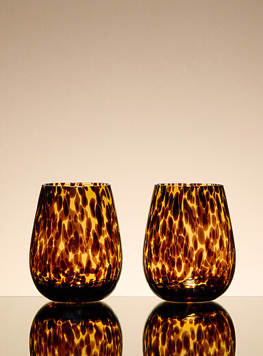 Simons Maison: Les verres &eacute;caille de tortue Ensemble de 2 Brun &agrave; motifs