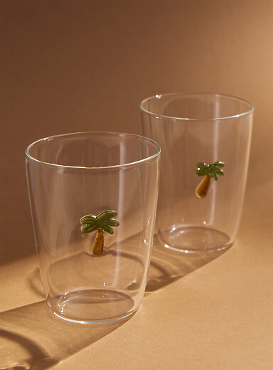 Les verres palmier relief Ensemble de 2