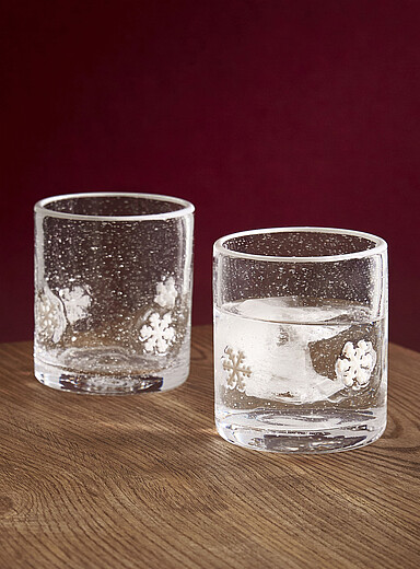 Les verres flocons relief Ensemble de 2