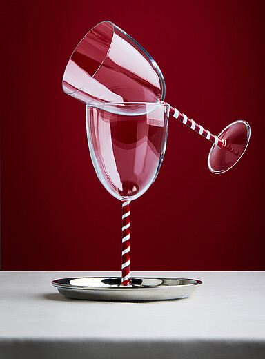 Les verres &agrave; vin canne en bonbon Ensemble de 2 <b>Collection de No&euml;l</b>