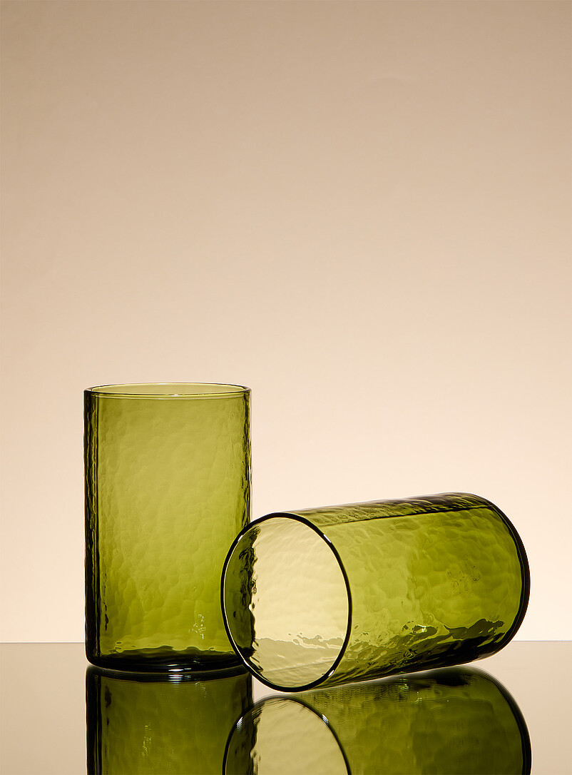 Embossed khaki glasses Set of 2 product image (primary)