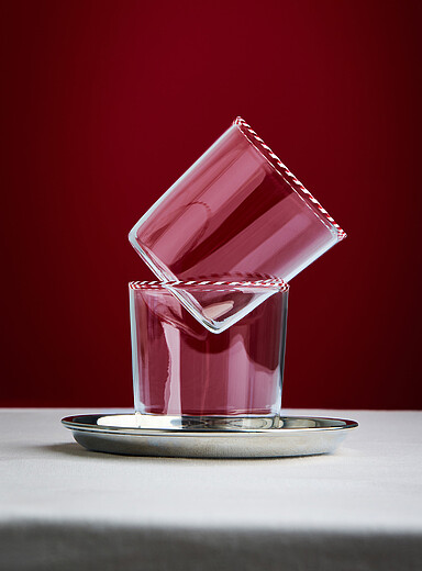 Les petits verres bordure canne en bonbon Ensemble de 2 <b>Collection de No&euml;l</b>