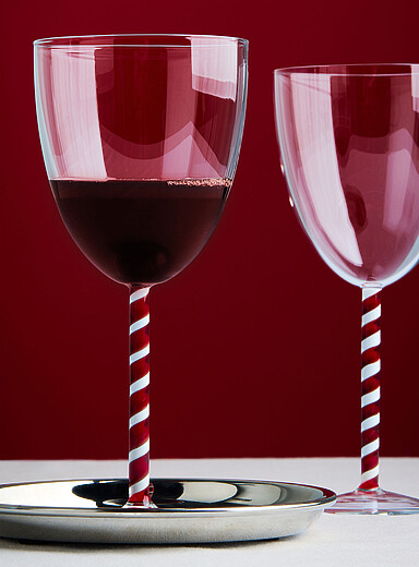 Les verres &agrave; vin canne en bonbon Ensemble de 2 <b>Collection de No&euml;l</b>