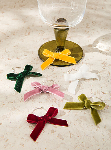 Simons Maison Assorted Velvet bow glass markers Set of 6
