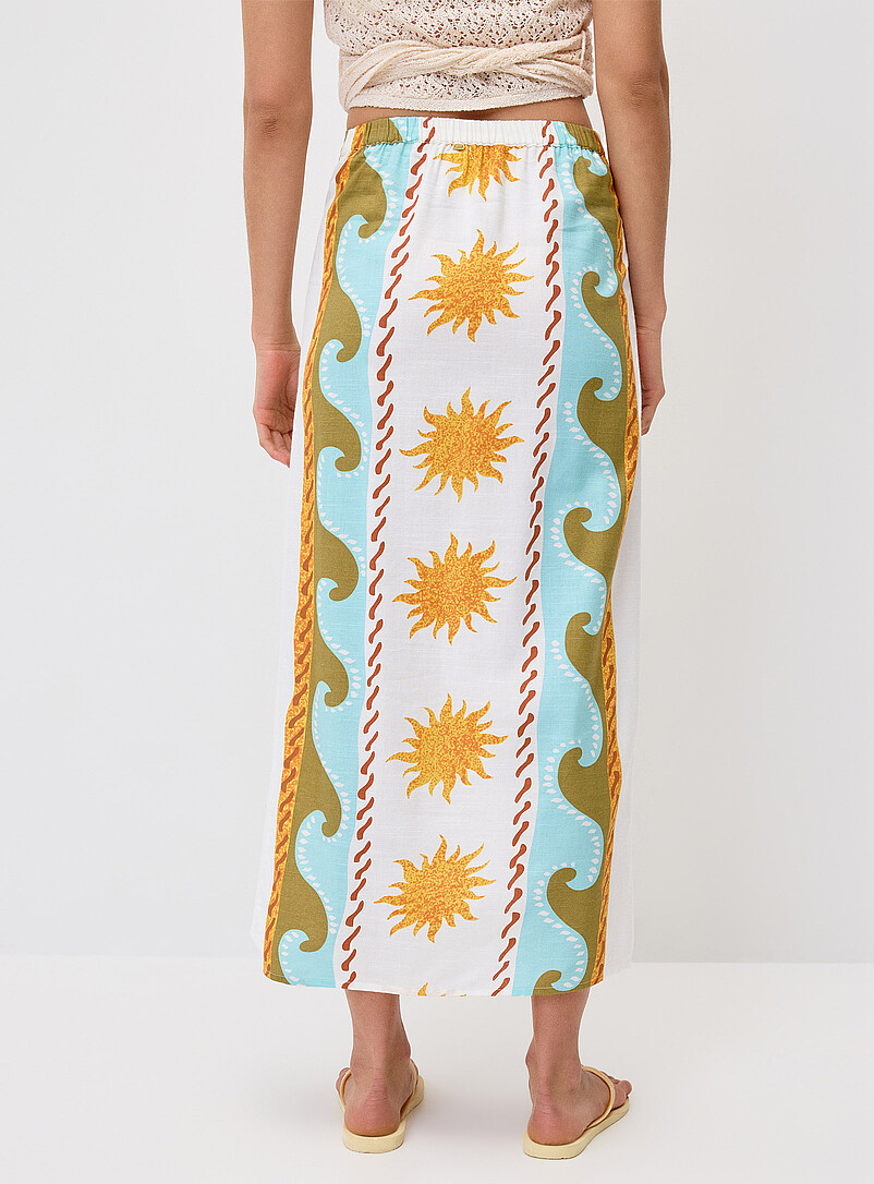 Billabong Patterned White Waves and suns maxi skirt for women