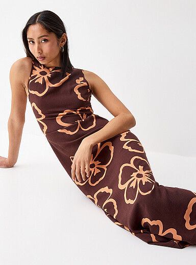 La robe maxi hibiscus orange
