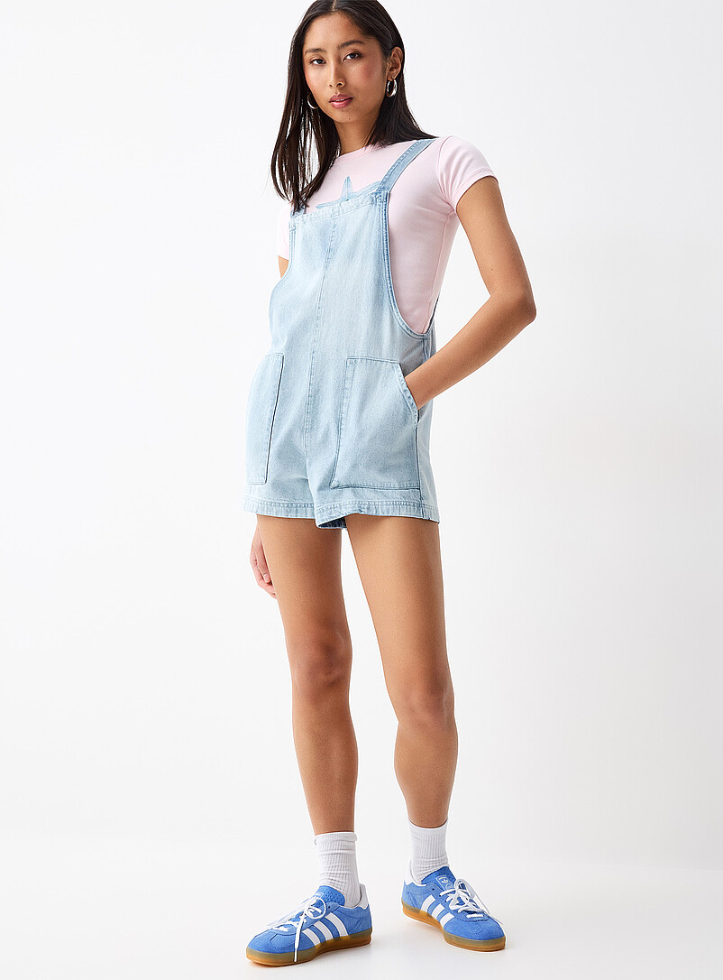 Billabong Light wash Patch pockets denim romper for women