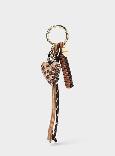Leopard bead heart bag charm