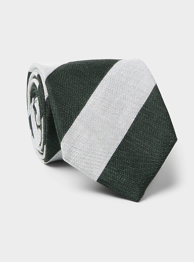 Pure linen striped tie