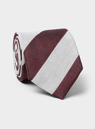 Pure linen striped tie