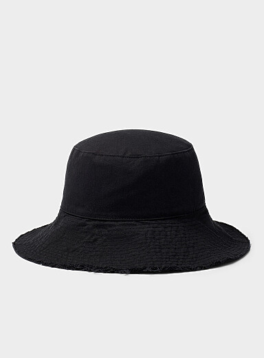 Le 31 Black Distressed-effect-trim bucket hat <b>Imported from Seoul</b> for men