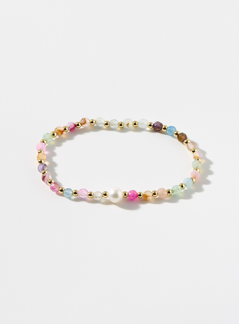 Simons: Le bracelet de billes perle unique Vert pour femme