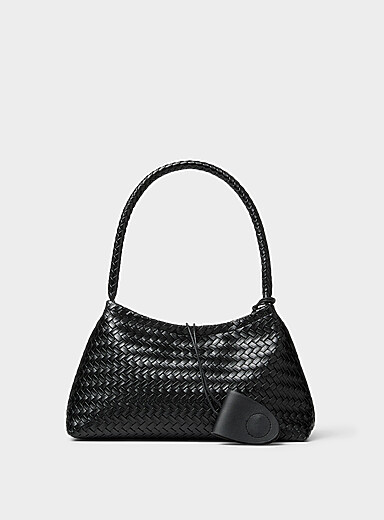 Le sac baguette faux cuir tress&eacute; panier