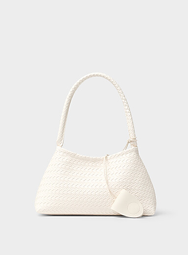 Le sac baguette faux cuir tress&eacute; panier