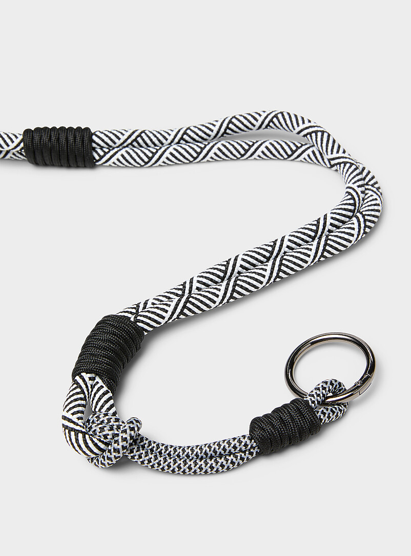 Le 31 Black Patterned cord charm keychain for men