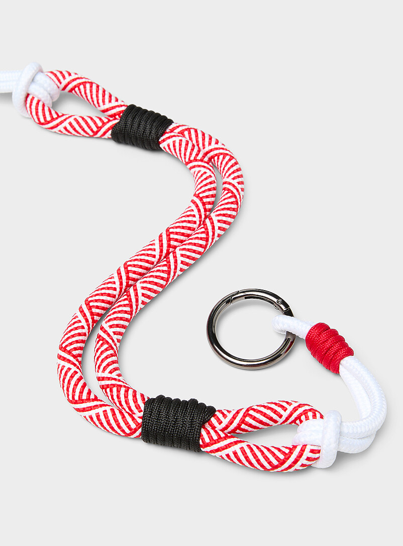 Le 31 Black Patterned cord charm keychain for men