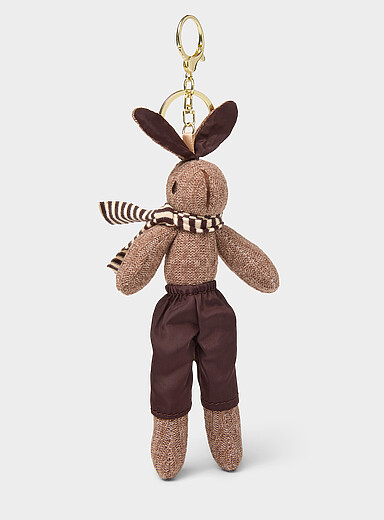 Le porte-cl&eacute;s breloque lapin foulard