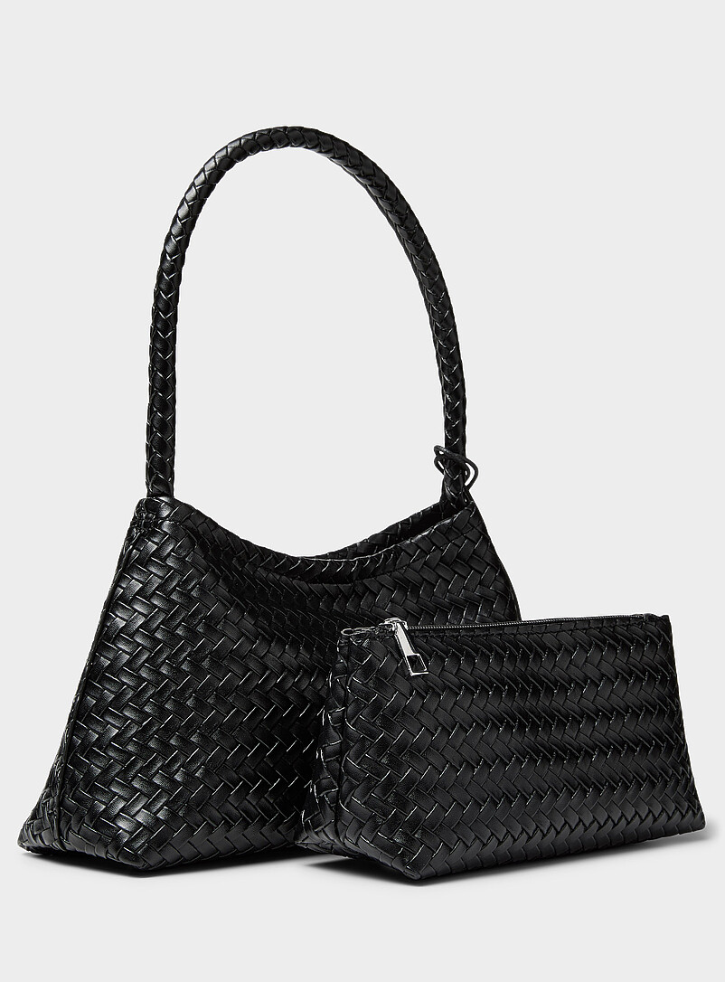 Basketweave faux-leather baguette bag product image 2