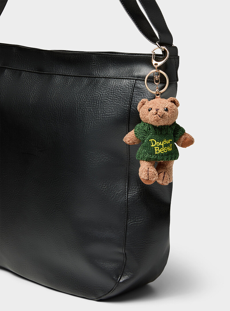 Sweater-wearing teddy bear charm key ring product image (primary)