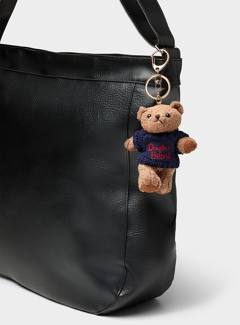 Sweater-Wearing Teddy Bear Charm Key Ring