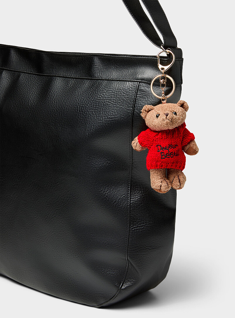 Sweater-Wearing Teddy Bear Charm Key Ring