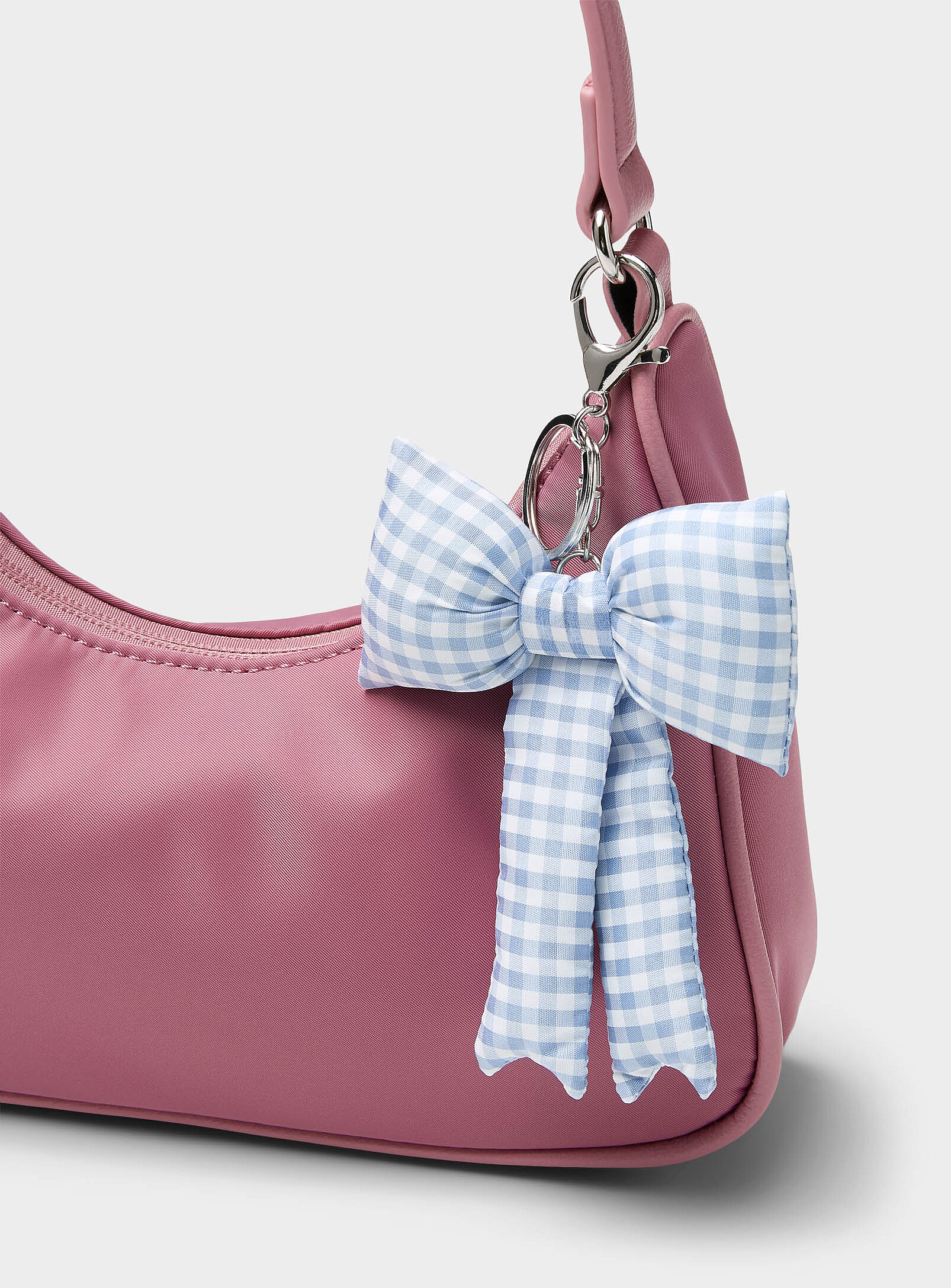 Simon's Padded Gingham Bow Charm Key Ring