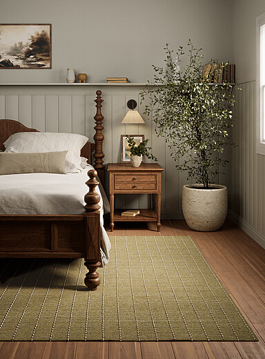 Momeni Mossy Green Oliver topstitched lines handcrafted rug See available sizes