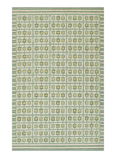 Momeni: Le tapis artisanal cha&icirc;nes g&eacute;o Scandi Voir nos formats offerts Vert &agrave; motifs