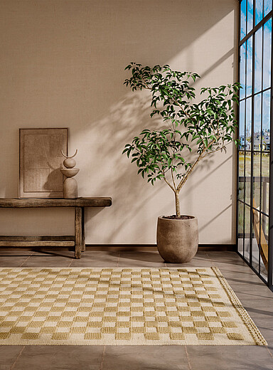 Momeni: Le tapis artisanal minicarreaux bicolores Willow Voir nos formats offerts Ivoire - Beige cr&egrave;me