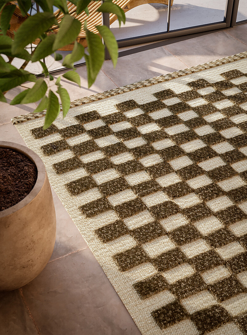 Momeni: Le tapis artisanal minicarreaux bicolores Willow Voir nos formats offerts Vert &agrave; motifs