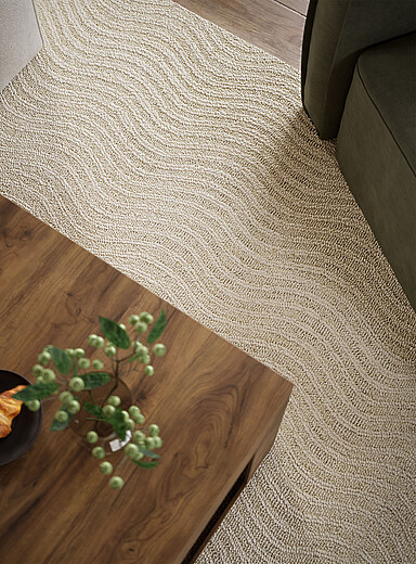 Momeni: Le tapis artisanal lignes ondul&eacute;es laine touffet&eacute;e Archer Voir nos formats offerts Blanc cass&eacute;