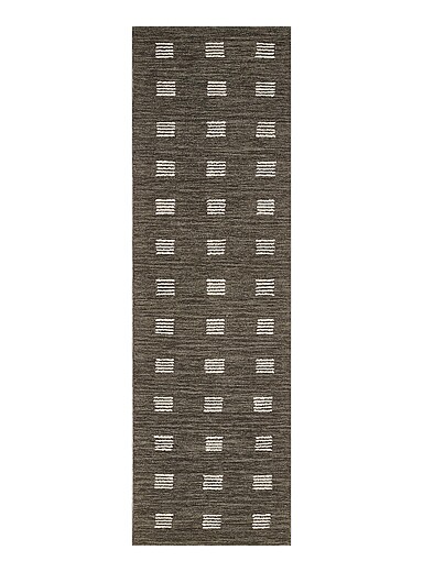 Momeni Slate Grey Archer beige checkers tufted wool handwoven hallway rug 70 x 245 cm