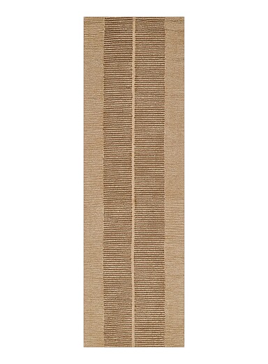 Momeni: Le tapis de couloir artisanal blocs ray&eacute;s laine touffet&eacute;e Archer 70 x 245 cm Taupe