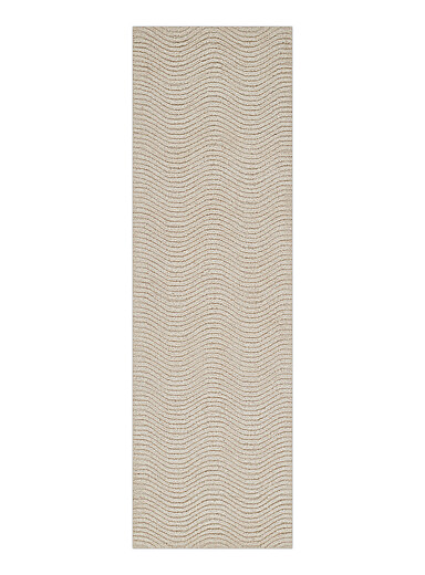 Momeni: Le tapis de couloir artisanal lignes ondul&eacute;es laine touffet&eacute;e Archer 70 x 245 cm Blanc cass&eacute;