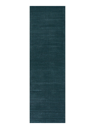 Momeni: Le tapis de couloir artisanal laine lignes grav&eacute;es Asher 75 x 245 cm Bleu fonc&eacute; - Indigo