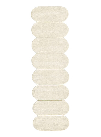 Momeni Off White Claude scalloped trim tufted handcrafted hallway rug 75 x 245 cm