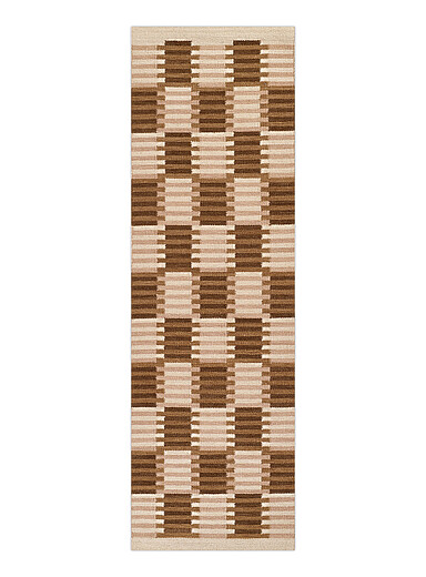 Momeni Copper/Rust Scandi striped plaid handcrafted hallway rug 75 x 245 cm